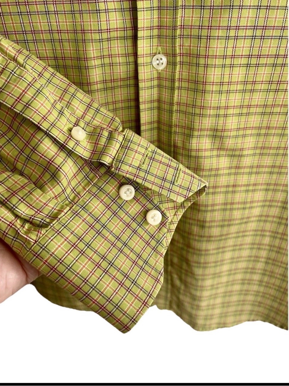 TAILORBYRD Men's Green Plaid Button-Down Shirt Size Large